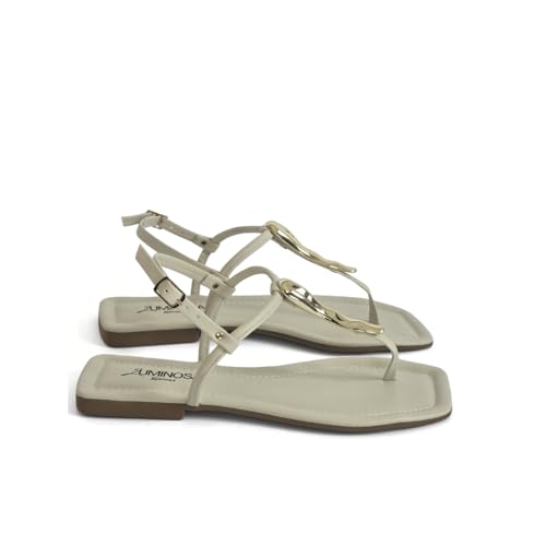 LUMINOSA Women’s Sleek Thong Sandals with Metal Ornament3