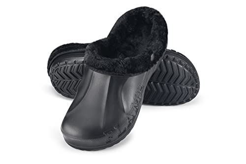 Ihinzry Garten Clogs Herren Mit Fleece-Futter - Rutschfeste Winter Hausschuhe Wasserdicht