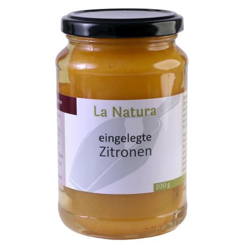 Marokkanische eingelegte Salzzitronen 200g | Original aus Marokko | Perfekt für die Nordafrikanische Küche & Feinschmecker Tajine | Salzzitronen im Glas | von La Natura