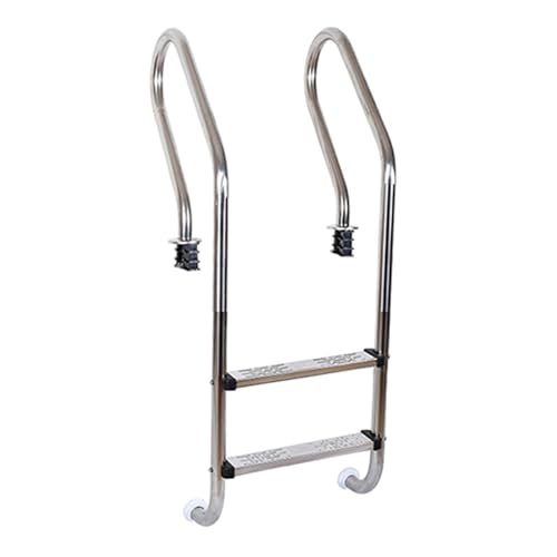Escalera para piscina con 3 peldaños y barandales de acero inoxidable miniatura 1