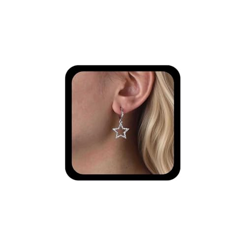 Allereya Boho Étoile Strass Boucles D'oreilles Cristal Étoiles Boucles D'oreilles Goutte D'argent Boucle D'oreille Étoile Ouverte Boucle D'oreille Céleste Bijoux...