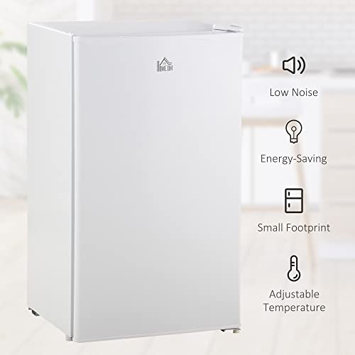 HOMCOM-91-Litre-Freestanding-Under-Counter-Fridge-with-Chiller-Box-Reversible-Door-Adjustable-Thermostat-475cm-Wide-Noise-Level-Decibels-40-White