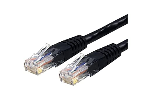 Image of StarTech 25ft CAT6 Ethernet Cable - Black CAT 6 Gigabit Ethernet Wire -250Mhz 100W PoE RJ45 UTP Molded Network Patch Cord with Strain Relief (C6PATCH25BK)