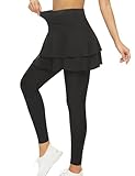 Tennis Skirted Leggings with Pockets for Women Golf Skapri Leggings with Skirt (XL, 2-Layer Grey)