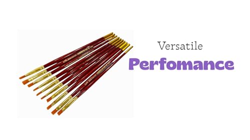 Image of polo Synthetic Hair Flat Brushes 3 | Pack of 10 | Premium Fine Edge Paintbrush Set for Acrylic, Wate