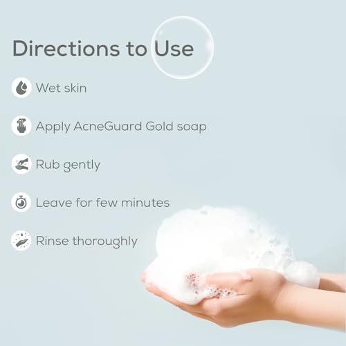 Pil Acneguard Gold Soap with Goodness of Natural Ingredients | Clears Pores, Pimples, Acne, Black & Whiteheads- For Face & Body | Lightens Blemishes | Trusted By Dermatologists (400g, Pack of 4)