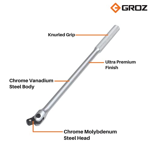 Image of Groz Flex Handle with Replaceable Square Drive| Ideal for heavy duty applications for tightening or releasing a fastener| Chrome Vanadium Steel Body| Drive Size: 1 inch| Length: 26 inch| DFH /0-1 /26 /MT