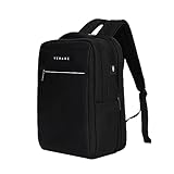 Verage Roll Top Laptop Backpack Waterproof PU Lather Travel Backpack Expandable Work Carry On Backpack for Men Women (Classic Black, One Size)