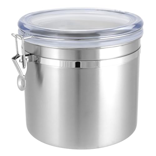 QWORK 160oz Stainless Steel Airtight Canister with Clear Lid for Kitchen Storage | Large Metal...