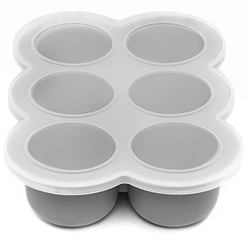 Image of WeeSprout Silicone Freezer Tray with Clip on Lid Perfect Food Storage Container for Homemade Baby Food, Vegetable, Fruit Purees, and Breast Milk (Bright Grey, Six 3 Ounce Sections)