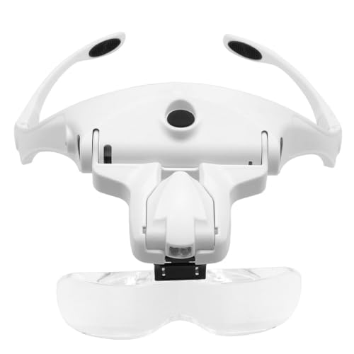 Tiardey Magnifying Glasses with Light LED Headband Magnifier USB Charge Adjustable Hands Magnifying Glass with 2 LED Light and 5 Lenses for Repairs Reading etc - Image 4