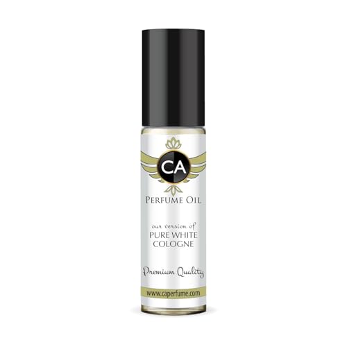 CA Perfume Impression of Pure White Cologne Unisex Fragrance Oil Citrus Aromatic Scent Long Lasting Perfumes for Women &amp; Men Travel Size TSA Ready Mini Parfum Body Oil Roll-on 0.33 Fl Oz 10ml