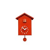 JHKGY Coucou,Voix d'oiseaux Naturelles Ou Appel De Coucou,Horloge Murale Moderne avec Pendule,Faible Consommation D'énergie Et Utilisation À Long Terme,Application Multi-Scénarios,Rouge