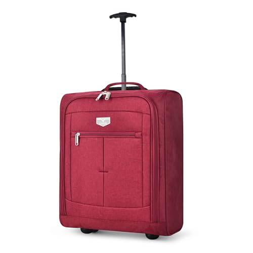 LUGG Bagage léger de Taille Cabine – Polyester 600D Flocon de Neige Durable – Chariot Push-up, Roues Solides – Easyjet, Ryanair, British Airways – Casier aérien (44,5 x 35,5 x 9,5 cm), Rouge