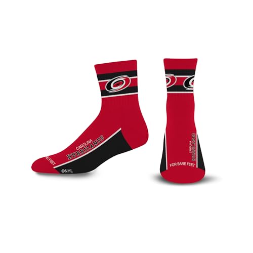 For Bare Feet NHL Carolina Hurricanes Lil' Deuce Quarter Socks, Adult Large