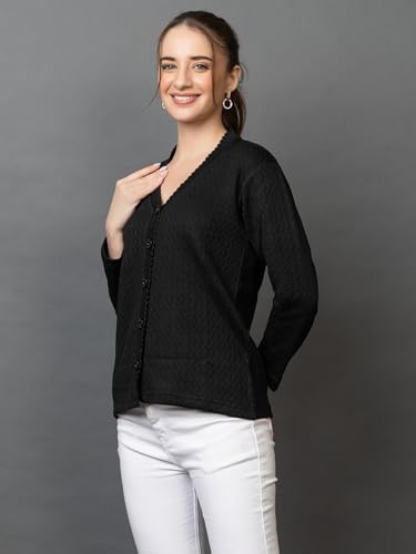 Image of Wear lusso Women Woolen V Neck Casual Wear Stylish Cardigan Sweaters for Winter with Side Pocket | Cozy and Warm Winter Sweater for Girls /Ladies