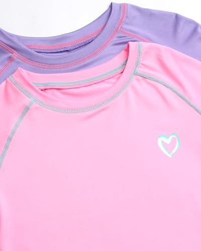 Pink Platinum Girls Rash Guard Set - 2 Pack UPF 50+ Long Sleeve Quick Dry Swim Shirts for Girls (Sizes: 4-16)3