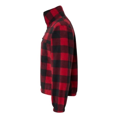 Burnside Mens Polar Fleece Quarter-Zip Pullover, 4XL, Red-Black Buffalo3