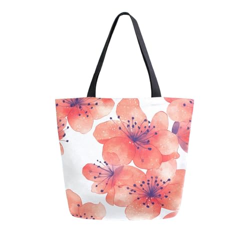 Extra Large Shoulder Tote Bag for Beach Travel Weekender Gym Red Coral Flower Pattern Reusable Grocery Canvas Shopping Bag2