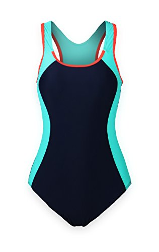 ReliBeauty Women's Backless Splice One Piece Swimsuit (Large(US8-10), Navy) ReliBeauty Women's Backless Splice One Piece Swimsuit (Large(US8-10), Navy)