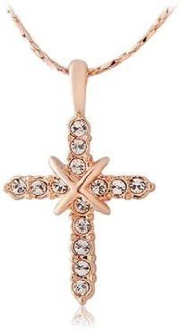 PHAL Rigant 18K RGP Cross Shape Pendant Necklace (Gold)