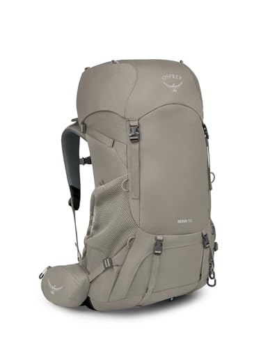 Osprey Mochila feminina Renn 50L, frontão cinza/linho caramelo