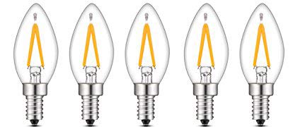 Bulbright 5Pack LED Night Light Bulb C7 1W LED Filament Bulb, Candelabra E14 Base, Clear Warm White 2700K, 220VAC, 120Lumen (1)