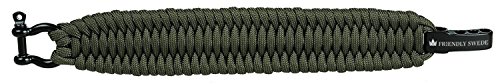 The Friendly Swede Trilobite Extra Beefy/Wide 500 Lb Paracord Survival Bracelet With Stainless Steel Black Bow Shackle - Adjustable Size (Army Green S (6-7" Wrists)) #TOP2