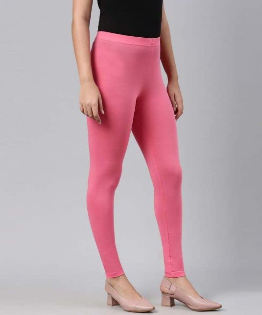 Image of GO COLORS Soft Cotton Stretch Ankle Length Leggings for Women | Breathable