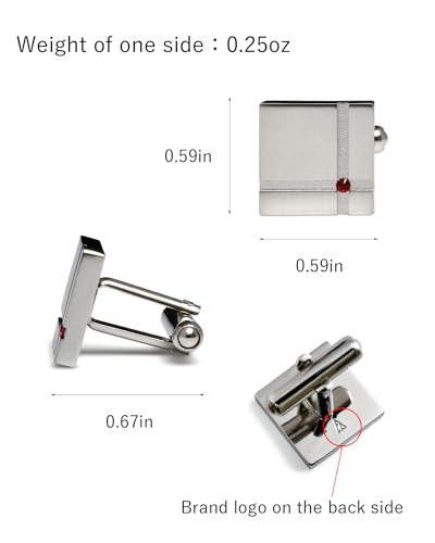 Mancuernillas para hombre con cristal negro y plata miniatura 5