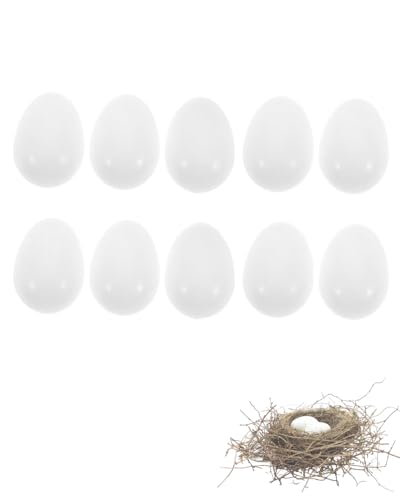 TPZORJX 10 Unidades Huevos de Paloma Falsos,Huevo de Paloma Falso de plástico, simulación de Huevo Falso sólido,Suministros de cría para...