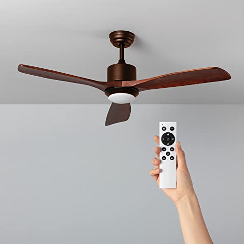 Ventilatore Soffitto Con Luce Legno - Motore DC 30W Silenzioso - Telecomando 6 Velocità - Ø132cm - Foto 6