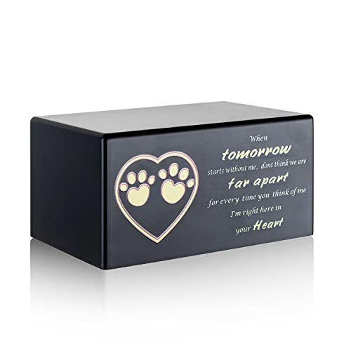 Newdream: Pet Cremation Urns,Dog Urn For Ashes, Pet Urns Ash Box For Dogs, Wood Keepsake Memorial Urns (Black Heart And Footprint) #TOP4