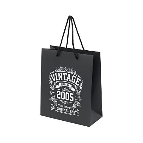18th Birthday Gift Bags - Black Paper Gift Bags with Handles for Women Men - Large and Small Gift Bags with Rope Handles - Recycled Eco Friendly Presents Bag - Original Parts 2005 - Large Portrait Cover