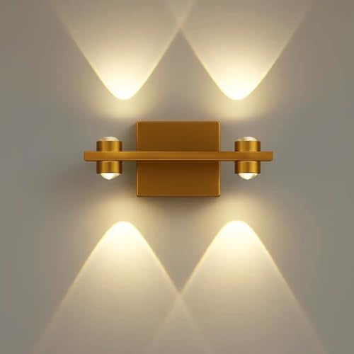 Image of Groeien 4 LED Golden 4W Up /Down Wall Sconce Bathroom Vanity Indoor Outdoor Light Fixtures for Mirror, Hallway,Bedroom,Indoor Wall Light(DualArc-4LED)