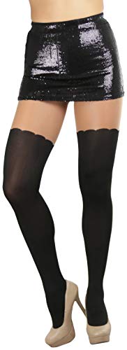 Image of ToBeInStyle Women's Full Footed Pantyhose with Thigh High Designs
