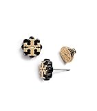 Tory Burch Flower Resin Logo Earrings - Black Gold