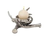 Deco 79 Aluminum Metal Decorative Candle Holder Antler Candle Stand, Candlestick Holder 8' x 8' x 4', Silver