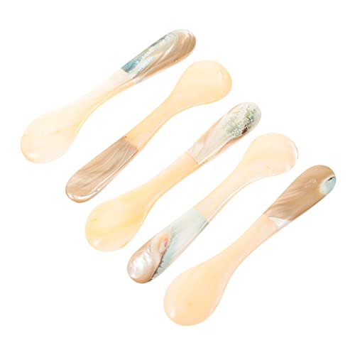 NAMOARLY Caviar Dessert Spoon Set 5pc Shell Cutlery Handle Ideal for Fine Dining Housewarming Present