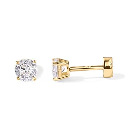 PAVOI 14K Gold Plated Round CZ Flat Back Studs Cover