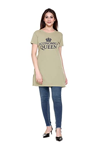 Image of Plush Women's Long Printed Cotton Round Neck Half Sleeve T-Shirt /Tshirts (DPL-PT-001)