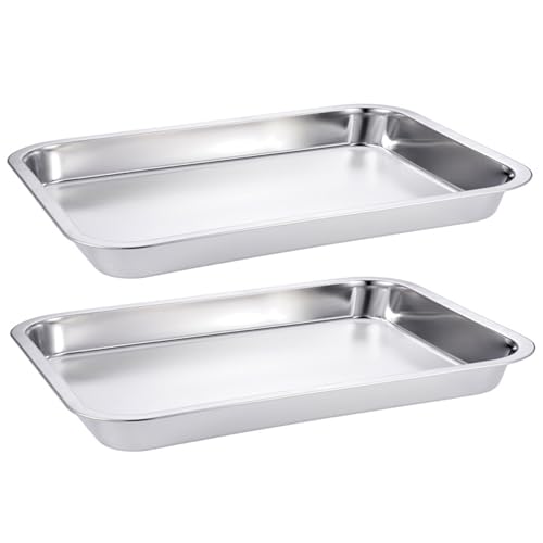 Bandeja para hornear de acero inoxidable de 20x14 cm pack de 2 moldes de horno apilables para cocina 2