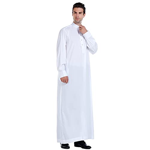 Men's Muslim Clothes Long Sleeve Thobes Middle East Saudi Arab Kaftan Islamic Abaya Dress Dubai Robes National costume 5
