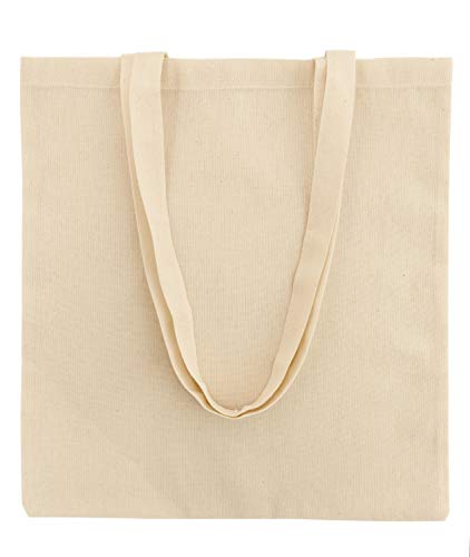 POLHIM Bolsa de algodón, Bolsa de Yute, 120 g, tamaño 38 x 42 cm, asa 70 cm, Natural, 100% algodón, pack de 25