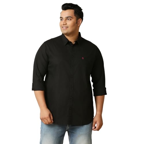 Image of Thomas Scott Men's Plus Size Cotton Casual Shirt | Regular Fit | Long Sleeves | Spread Collar | Solid | Soft & Breathable | Everyday Comfort Shirt for Men