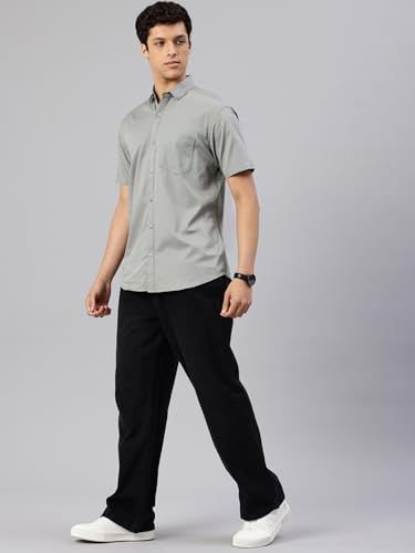 Image of Majestic Man Slim Fit Pure Cotton Half Sleeve Solid Casual Shirt