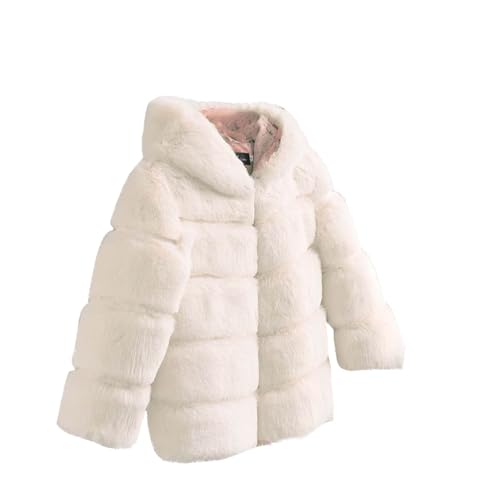 Girls Faux Fur Hooded Coat Zip Up Cute Long Sleeve Toddler Warm Winter Fuffy Outerwear Jacket for 2-13 Years3