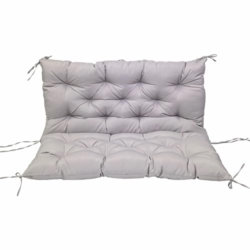 Cojines impermeables para columpio de exterior con respaldo, cojín de banco de 3 plazas para muebles de jardín, 120 x 100 x 10 cm, incluye 8 lazos antideslizantes para reemplazo de asiento de
