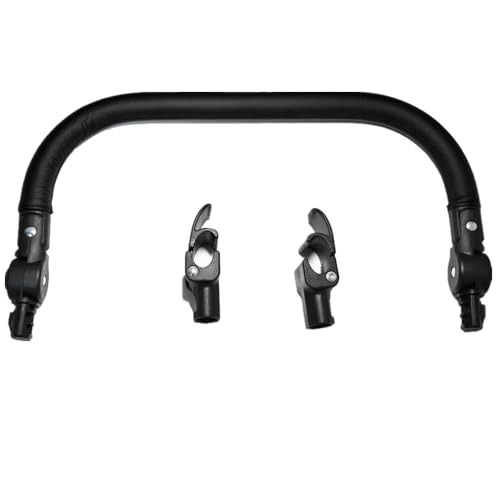 Image of Baby Stroller Bumper Bar Replacement Armrest Detachable Stroller Bar Armrest Handlebar Crossbar Accessories Just for Bugaboo Bee3 Bee5 Black PU Leather Handle Cover, Adjustable Angle