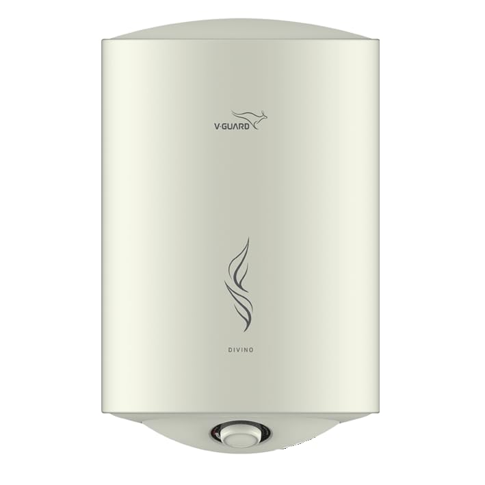 V-Guard Divino Geyser 10 Litre Water Heater for Home | High Energy Efficiency | Vitreous Enamel Tank Coating | Advanced Multi-layered Safety | Suitable for Hard Water & High-rise Buildings | White